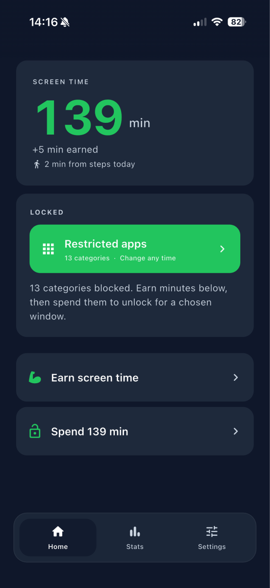 Workout Locker home — minutes earned
