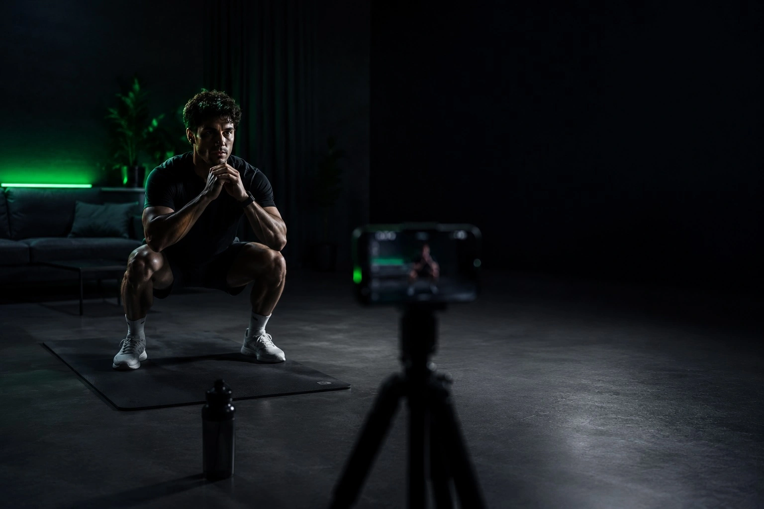 Working out in front of the phone camera